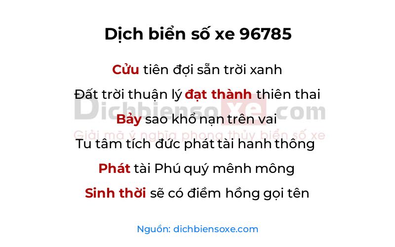 Dịch thơ biển số 96785