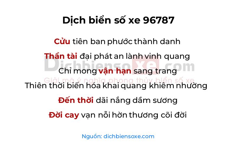 Dịch thơ biển số 96787