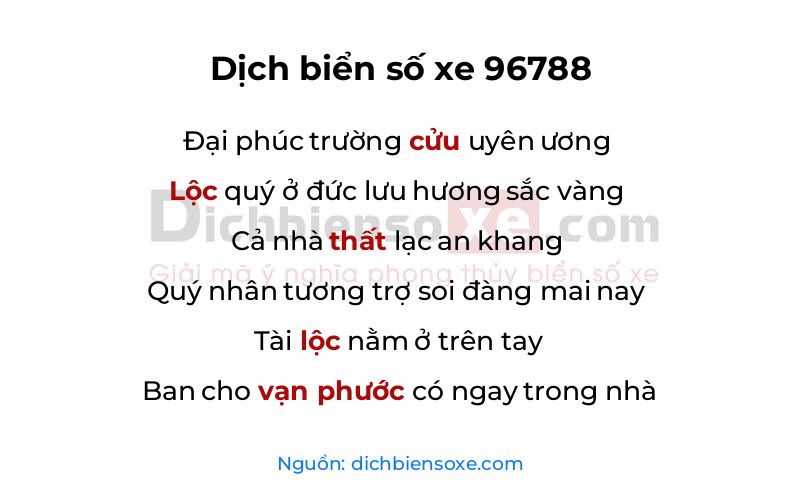 Dịch thơ biển số 96788