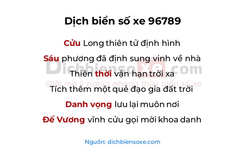 Dịch thơ biển số 96789