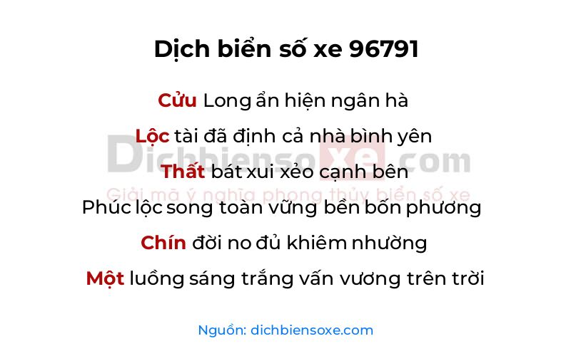 Dịch thơ biển số 96791