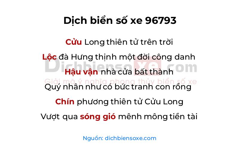 Dịch thơ biển số 96793