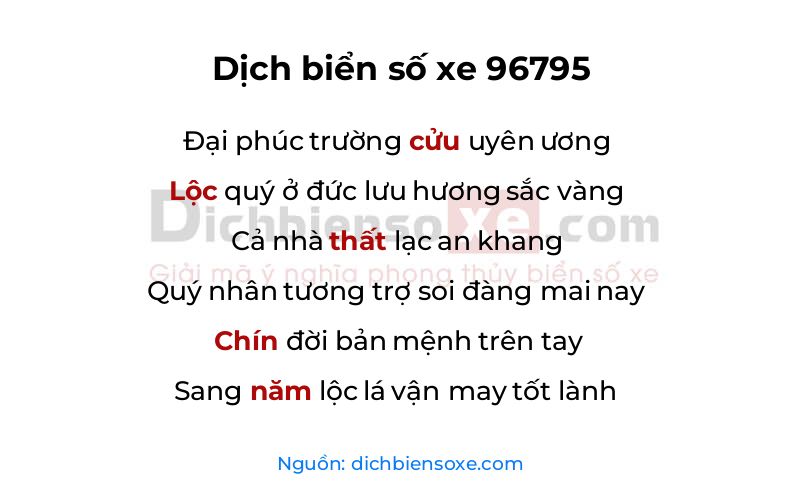 Dịch thơ biển số 96795