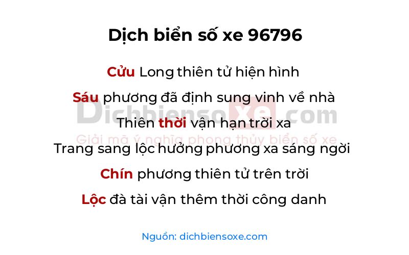 Dịch thơ biển số 96796