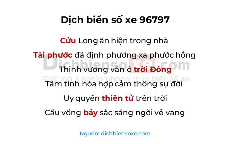 Dịch thơ biển số 96797