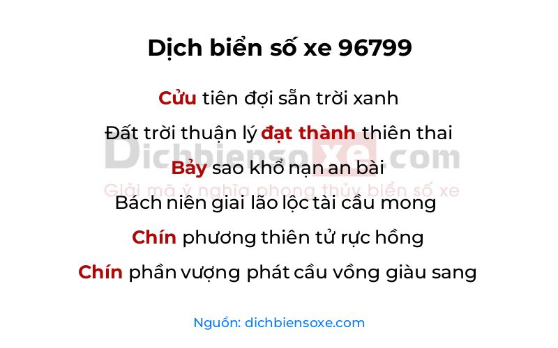 Dịch thơ biển số 96799