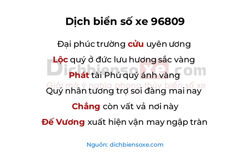 Dịch thơ biển số 96809