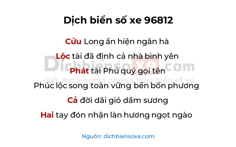 Dịch thơ biển số 96812