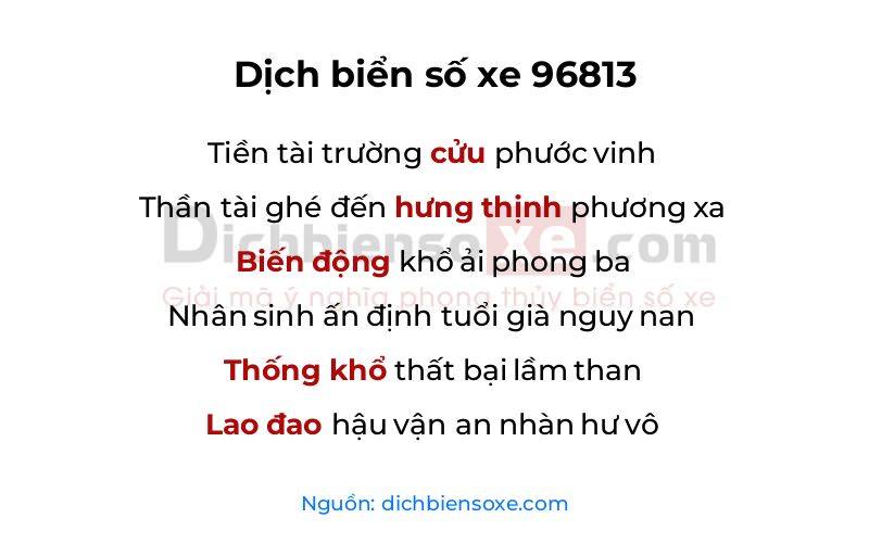 Dịch thơ biển số 96813