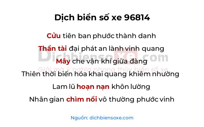 Dịch thơ biển số 96814