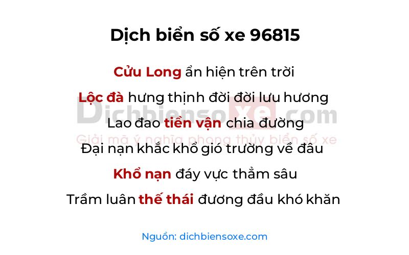 Dịch thơ biển số 96815