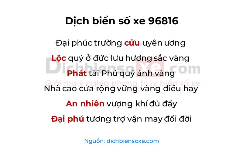 Dịch thơ biển số 96816
