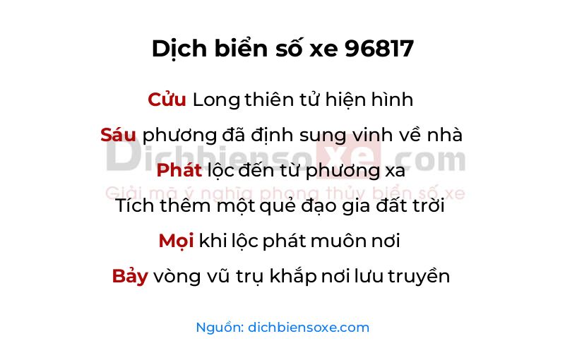 Dịch thơ biển số 96817