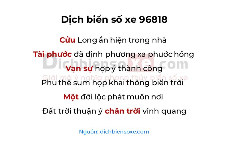 Dịch thơ biển số 96818