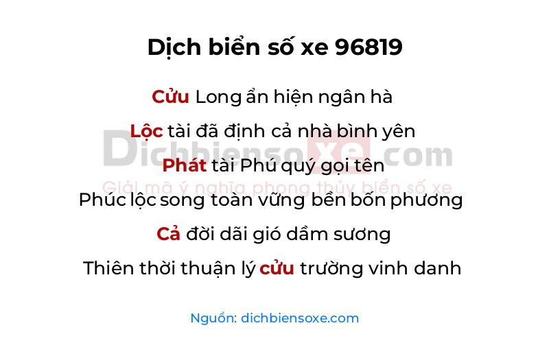 Dịch thơ biển số 96819