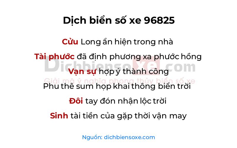 Dịch thơ biển số 96825