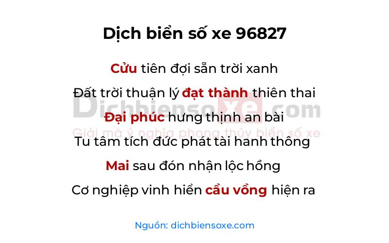 Dịch thơ biển số 96827
