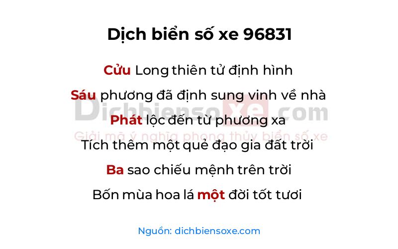 Dịch thơ biển số 96831