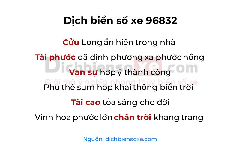 Dịch thơ biển số 96832