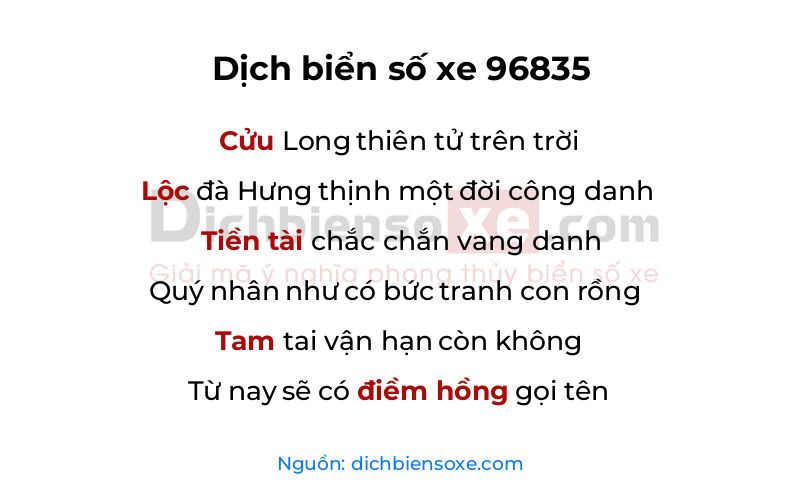 Dịch thơ biển số 96835
