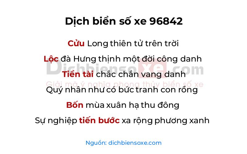 Dịch thơ biển số 96842
