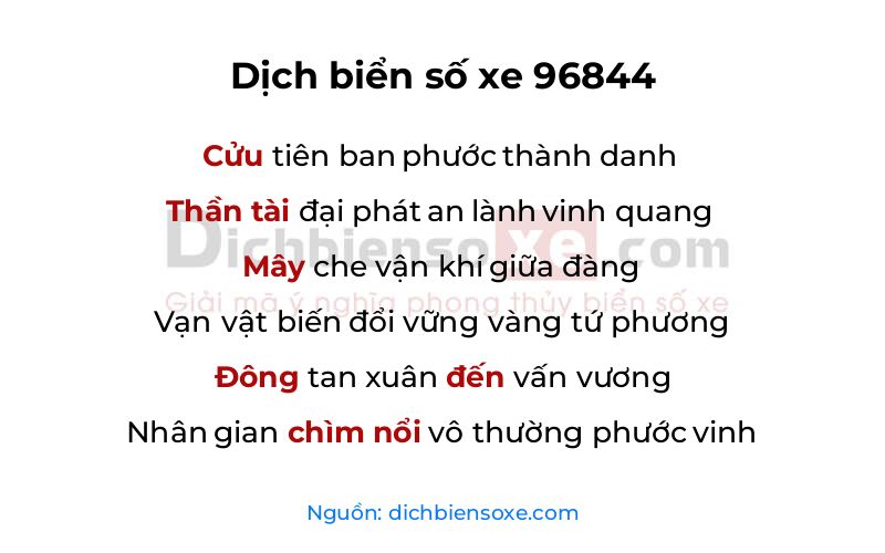 Dịch thơ biển số 96844