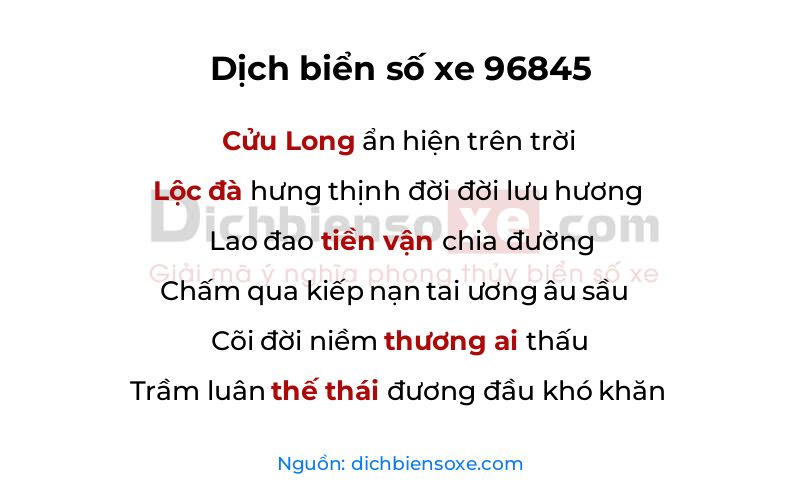Dịch thơ biển số 96845