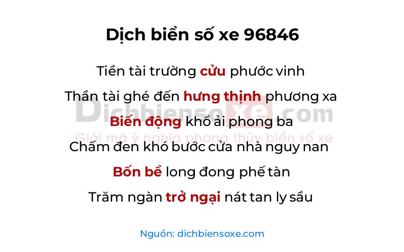 Dịch thơ biển số 96846