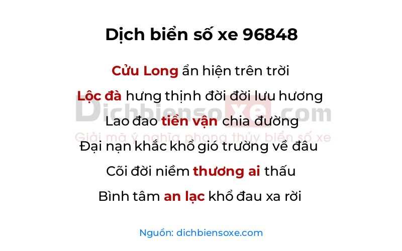 Dịch thơ biển số 96848