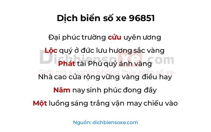 Dịch thơ biển số 96851