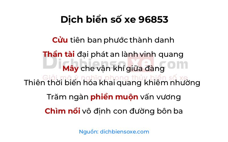 Dịch thơ biển số 96853