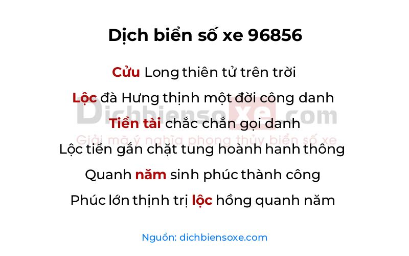 Dịch thơ biển số 96856