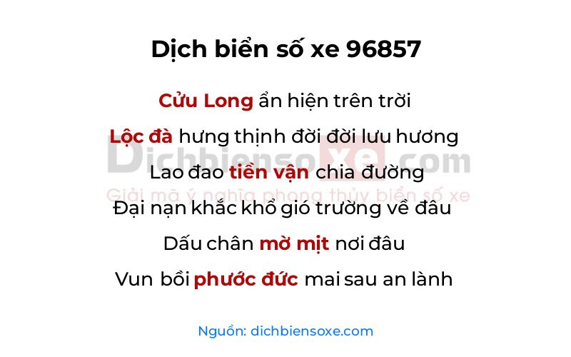 Dịch thơ biển số 96857