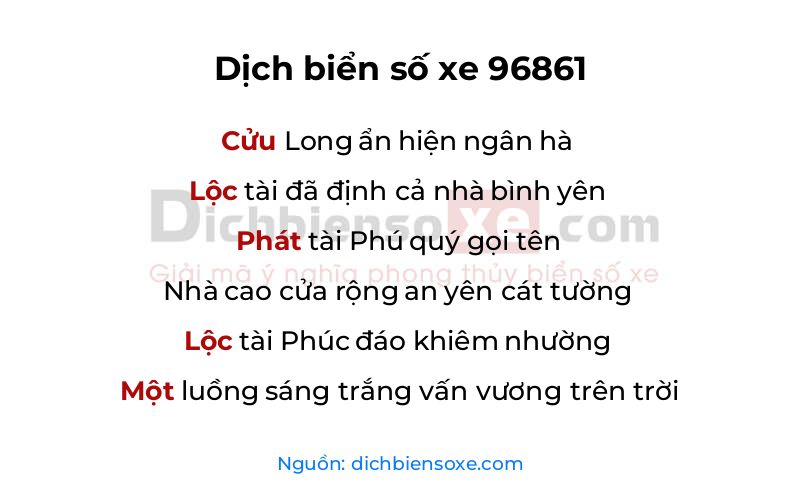Dịch thơ biển số 96861