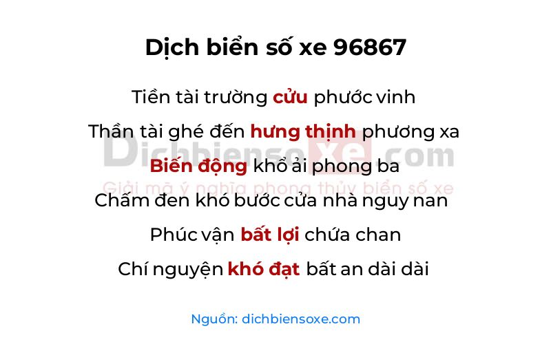 Dịch thơ biển số 96867