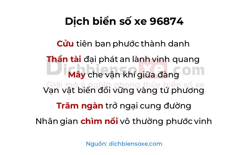 Dịch thơ biển số 96874
