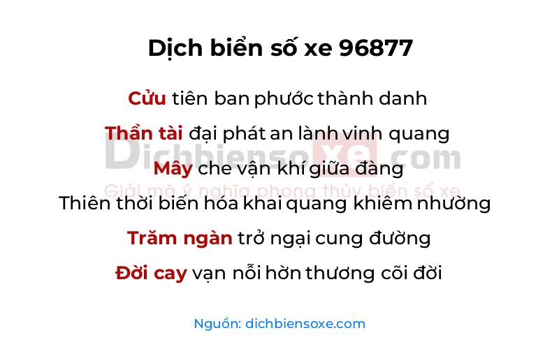 Dịch thơ biển số 96877