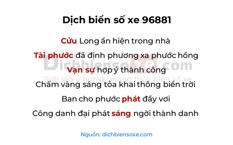 Dịch thơ biển số 96881
