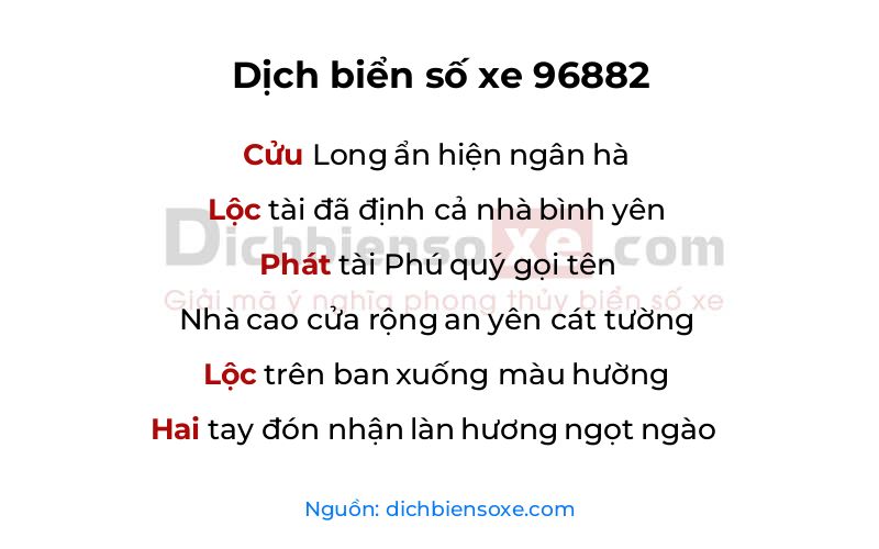 Dịch thơ biển số 96882