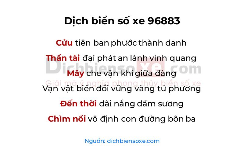 Dịch thơ biển số 96883