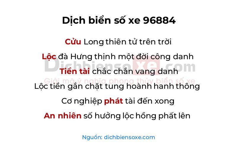 Dịch thơ biển số 96884