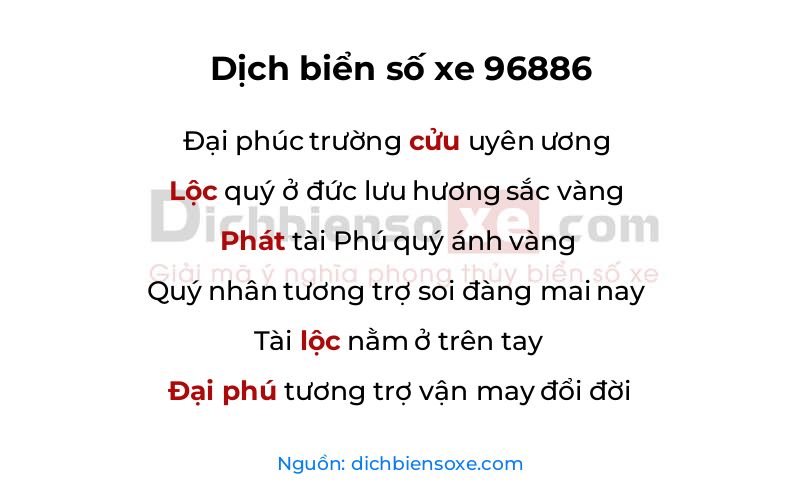 Dịch thơ biển số 96886