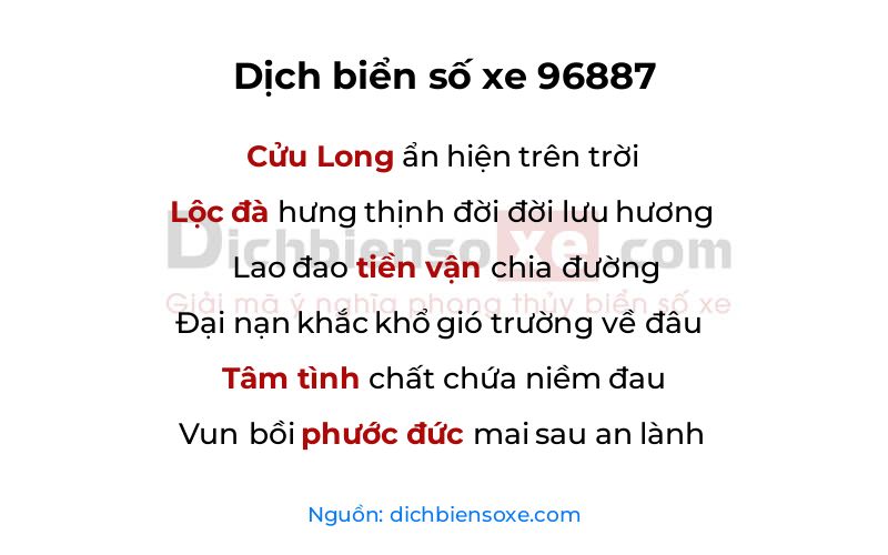 Dịch thơ biển số 96887