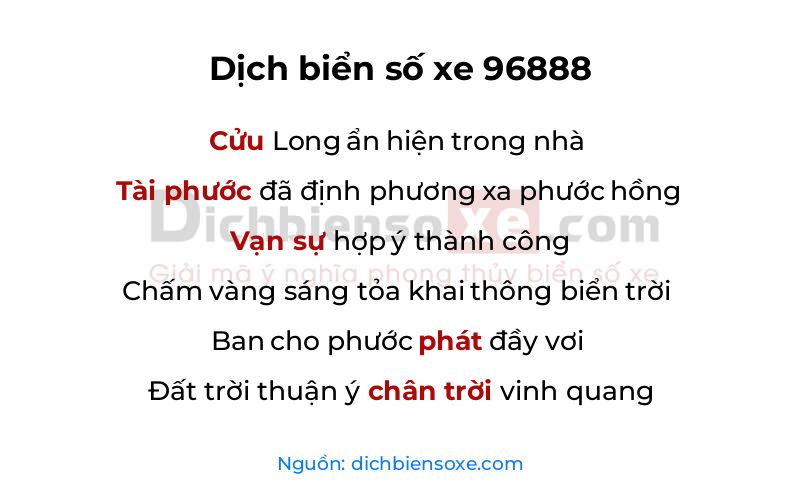 Dịch thơ biển số 96888