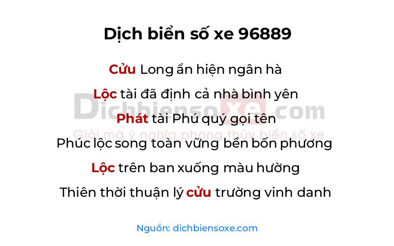 Dịch thơ biển số 96889