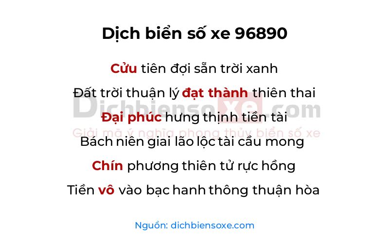 Dịch thơ biển số 96890