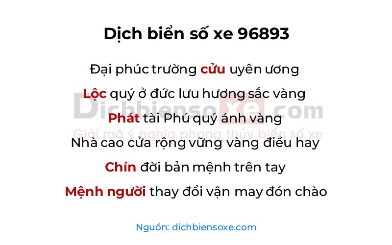 Dịch thơ biển số 96893