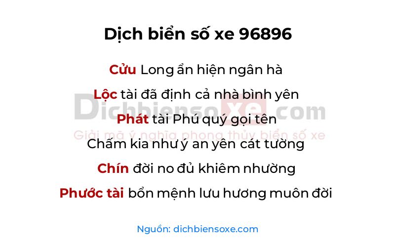 Dịch thơ biển số 96896