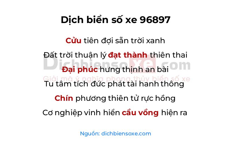 Dịch thơ biển số 96897