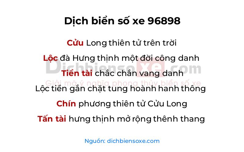 Dịch thơ biển số 96898